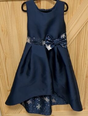 wonder nation Navy Satin High-Low Dress